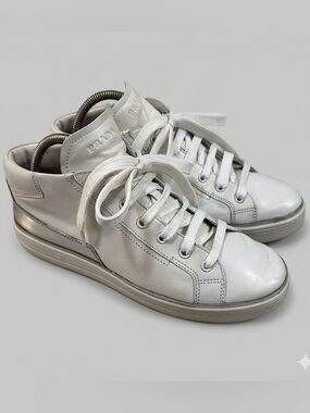 PRADA White Leather Sneakers